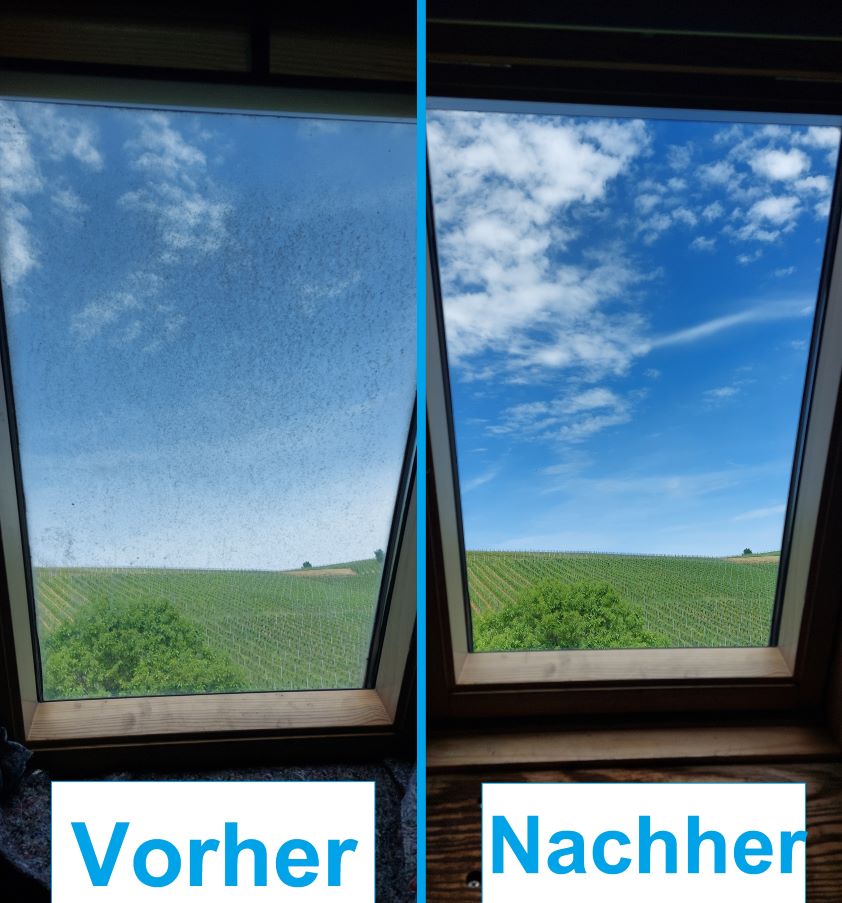 Glasreinigung Vorher u Nachher